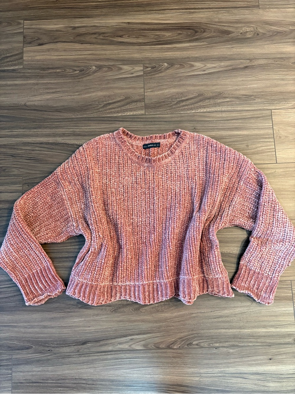 ZARA Knit Dusty Rose Chenille Oversized Sweater Size M NWOT - Picture 2 of 13